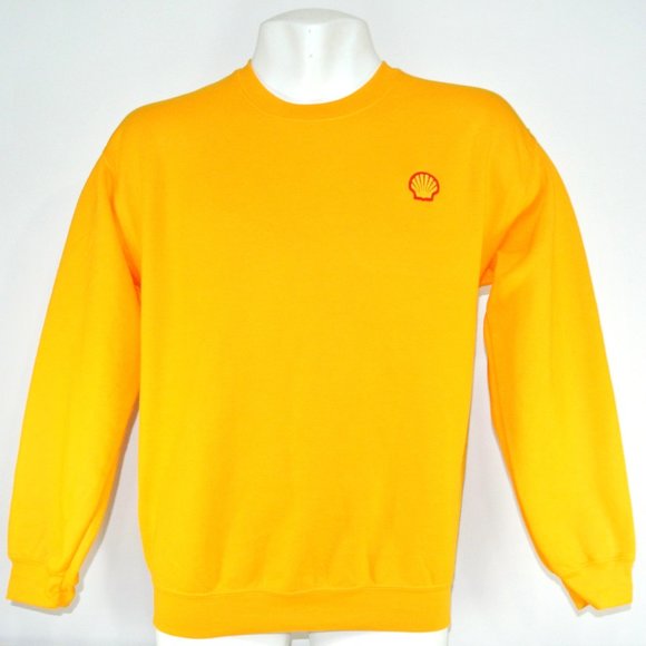 SHELL Gas Station Oil Yellow Sweatshirt Employee Uniform Shirt NEW - Picture 1 of 7